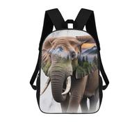 sinyumoney Elephant Nature Double Exposure Portrait Sac À Dos Scolaire Pour Enfants, Sac D'école Imprimé En 3D, Sac D'école Tendance Pour Garçons, Élèves Du Primaire Et Du Collège 17inch