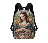 sinyumoney Embroidered Mona Lisa Sac À Dos Enfant Fille 3D, Sac D'école, Sac À Dos Pour Tout-petits, Sac À Dos Décontracté, Sac À Livres Tendance 17inch
