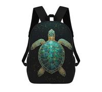 sinyumoney Emerald Turtle with Golden Accents Sac À Dos Scolaire Imprimé En 3D Pour Enfants, Sac À Dos Garçon/fille, Sac De Voyage Pour Enfants 17inch