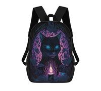 sinyumoney Enchanted Black Cat with Candle Sacs À Dos Pour Enfants, Cartables 3D Personnalisés Pour Garçons Et Filles, Grands Sacs À Dos Scolaires Décontractés 17inch