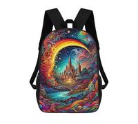 sinyumoney Enchanted Castle Dreamscape Sac À Dos Scolaire Pour Enfants 17 Pouces, Sac À Dos Décontracté Pour Les Voyages, Grand Sac À Dos De Jour Pour Garçons Et Filles 17inch