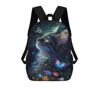 sinyumoney Enchanted Cat with Butterflies Sacs À Dos 17 Pouces Pour Enfants, Sacs D'école Imprimés En 3D Pour Élèves Du Primaire Et Du Collège, Garçons Et Filles