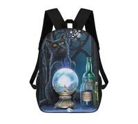 sinyumoney Enchanted Crystal Ball with Black Cat Sac À Dos Scolaire Pour Enfants, Imprimé En 3D, Sac À Dos Tendance Pour Garçons, Élèves Du Primaire Et Du Collège 17inch