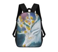 sinyumoney Enchanted Deer with Golden Flowers Sac À Dos Enfant, Cartable Imprimé En 3D Pour Garçons Et Adolescents 17inch