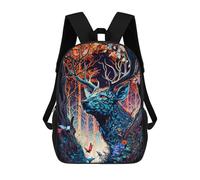 sinyumoney Enchanted Forest Deer Portrait -2 Sac À Dos Enfant, Cartable, Sacs À Dos Scolaires Imprimés En 3D Pour Élèves Du Primaire Et Du Collège, Cadeau D'anniversaire Pour Adolescents 17inch