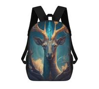 sinyumoney Enchanted Forest Deer Portrait Sac À Dos Enfant, Sac D'école, Sac À Dos Imprimé 3D Avec Motif De Dessin Animé, Grande Capacité, Pour Garçons Et Filles 17inch