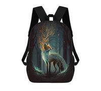sinyumoney Enchanted Forest Fox-3 Sac À Dos Scolaire Pour Enfants 17 Pouces, Sac À Dos Décontracté Pour Les Voyages, Grand Sac À Dos De Jour Pour Garçons Et Filles 17inch