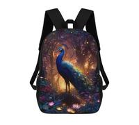 sinyumoney Enchanted Forest Peacock-2 Sacs À Dos Tendance Imprimés En 3D 17inch Sac D'école Décontracté Pour Enfants, Garçons, Élèves Du Primaire Et Du Collège