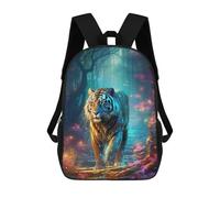 sinyumoney Enchanted Forest Tiger Sacs À Dos, Sac À Dos Enfant, Sac D'école, Sac À Dos De Voyage Imprimé En 3D, Accessoire De Mode, Sac À Dos Imperméable Pour Enfants 17inch