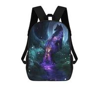 sinyumoney Enchanted Forest Wolf Spirit Sac À Dos Enfant Fille 3D, Sac D'école, Sac À Dos Pour Tout-petits, Sac À Dos Décontracté, Sac À Livres Tendance 17inch