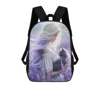 sinyumoney Enchanted Garden with Fairy And Cat Sac À Dos Enfant, Cartable, Sac D'école, Motif Dessin Animé 3D, Sac Pour Ordinateur Portable, Pour Garçons Et Filles 17inch