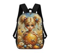 sinyumoney Enchanted Garden with Girl And Bees Sacs À Dos Tendance Imprimés En 3D 17inch Sac D'école Décontracté Pour Enfants, Garçons, Élèves Du Primaire Et Du Collège