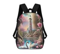 sinyumoney Enchanted Lighthouse with Swans Sac À Dos Pour Garçons Et Adolescents, Sacs À Dos Pour Filles, Sacs À Dos Pour Tout-petits, Sacs À Livres Pour L'école Primaire Et Le Collège 17inch