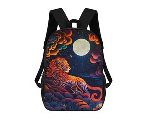 sinyumoney Enchanted Lion Moonlit Night -1 Sac À Dos Scolaire Pour Enfants 17 Pouces, Sac À Dos Décontracté Pour Les Voyages, Grand Sac À Dos De Jour Pour Garçons Et Filles 17inch