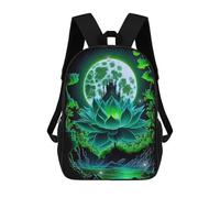 sinyumoney Enchanted Lotus Moonscape Sacs À Dos Scolaires Pour Garçons Et Filles, Sacs À Dos Décontractés Pour Le Sport, Sacs À Dos De Grande Capacité Pour L'école Primaire 17inch