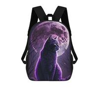 sinyumoney Enchanted Moonlit Cat Sac À Dos Scolaire Imprimé En 3D Pour Enfants, Sac À Dos Garçon/fille, Sac De Voyage Pour Enfants 17inch
