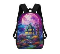 sinyumoney Enchanted Moonlit Mansion Sac À Dos Enfant, Sac D'école, Sac À Dos Imprimé 3D Avec Motif De Dessin Animé, Grande Capacité, Pour Garçons Et Filles 17inch