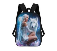 sinyumoney Enchanted Moonlit Wolf Fantasy Sacs À Dos 17 Pouces Pour Enfants, Sacs D'école Imprimés En 3D Pour Élèves Du Primaire Et Du Collège, Garçons Et Filles