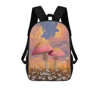 sinyumoney Enchanted Mushroom Field Sunset Sac À Dos Scolaire Pour Enfants, 43 Cm (17 Pouces), Imprimé En 3D, Pour Garçons, Élèves Du Primaire Et Du Collège