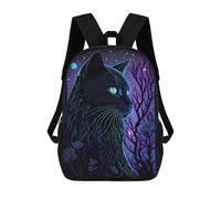 sinyumoney Enchanted Night Cat Art Sac À Dos Imprimé En 3D, Sac D'école Décontracté Et Tendance Pour Enfants, Sac D'école Pour Garçons, Collégiens 17inch