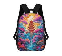 sinyumoney Enchanted Pagoda Landscape Sac À Dos Imprimé Pour Enfants, Sac D'école, Sac De Voyage Pour Adultes Et Enfants 17inch