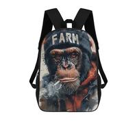 sinyumoney Enchanted Peacock Pair in Moonlight Sac à dos pour enfants, sac à dos d'école, sac à dos de dessin animé imprimé 3D de grande capacité pour garçons et filles, Chill singe avec cigarette, 17