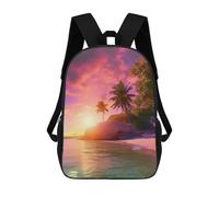 sinyumoney Enchanted Tiger Portrait -7 Sac à dos d'écolier pour garçons et filles, sac à dos de sport de loisirs, sac à dos de jour, sac à dos d'école primaire avec grande capacité, Tropical Sunset