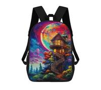 sinyumoney Enchanted Treehouse in A Dreamy Forest Sac À Dos Scolaire Imprimé En 3D, Sac À Dos Tendance Pour Enfants, Sac À Dos Pour Garçons, Élèves Du Collège 17inch