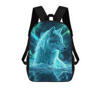sinyumoney Enchanted Wolf Aurora Sac À Dos Scolaire Pour Enfants 17 Pouces, Sac À Dos Décontracté Pour Les Voyages, Grand Sac À Dos De Jour Pour Garçons Et Filles 17inch