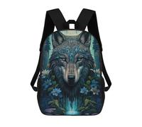 sinyumoney Enchanted Wolf in Mystical Forest Sac À Dos Enfant, Sac D'école, Sac À Dos Imprimé 3D Avec Motif De Dessin Animé, Grande Capacité, Pour Garçons Et Filles 17inch
