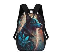 sinyumoney Enchanted Wolf Portrait -2 Sac À Dos Scolaire Pour Enfants Imprimé En 3D, Idéal Pour Les Voyages Et Les Lectures, Pour Les Garçons Et Les Élèves Du Primaire 17inch