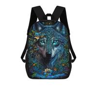 sinyumoney Enchanted Wolf Portrait -9 Sacs À Dos Scolaires Pour Garçons Et Filles, Sacs À Dos Décontractés Pour Le Sport, Sacs À Dos De Grande Capacité Pour L'école Primaire 17inch