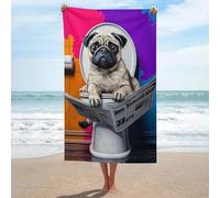 sinyumoney Ensemble de 1 Serviette de Bain avec Motif Carlin lisant Le Journal aux Toilettes. Serviette de Plage Douce et résistante, à séchage Rapide, idéale pour Les Peaux sensibles. Taille Unique.