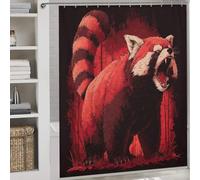 sinyumoney Ensemble de Rideaux de Douche en Polyester imperméable, résistant aux moisissures et illustrés avec Un Panda Roux, avec 12 Crochets, pour Baignoire, 177 x 180 cm (69,69 x 70,87 Pouces).