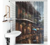 sinyumoney Ensemble de Rideaux de Douche en Polyester imperméable, résistant et Anti-moisissure, New Orleans Charm USA, avec 12 Crochets, pour Baignoire, 119 x 180 cm (46,85 x 70,87 Pouces).