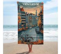 sinyumoney Ensemble de Serviettes Amsterdam Canal Sunset Basics, Serviette de Plage Douce et Ultra-absorbante pour Le Bain et la Piscine, 130 cm x 80 cm