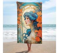 sinyumoney Ensemble de Serviettes Art Nouveau pour Femme, absorbantes, pour Salle de Bain, Plage, Spa, Salle de Sport, hôtel et Salle de Bain, 130 cm x 80 cm