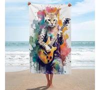sinyumoney Ensemble de Serviettes Cat Human Painting Basics, Serviette de Plage Ultra Douce et absorbante pour la Salle de Bain, la Piscine, la Plage et Les Voyages, Drap de Bain Taille Unique