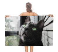 sinyumoney Ensemble de Serviettes Curious Cat by The Window Basics, sans Sable, à séchage Rapide, absorbantes et compactes, pour la Plage, Le Spa, la Salle de Sport et l'hôtel, 130 cm x 80 cm