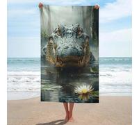 sinyumoney Ensemble de Serviettes de Bain à Motif Alligator dans Un Marais avec nénuphar, absorbantes et à séchage Rapide, pour la Plage, Le Bain et la Piscine, 130 cm x 80 cm