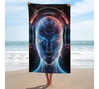 sinyumoney Ensemble de Serviettes de Bain Cyber Music Human pour Une Peau Douce, séchage Rapide, Serviette de Plage résistante, Douce pour Les Peaux sensibles, 130 cm x 80 cm