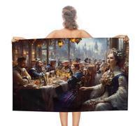 sinyumoney Ensemble de Serviettes de Bain « Festin Royal dans Un décor Fantastique », Comprenant Un Gant de Toilette, Une Serviette de Plage et Une Serviette de Piscine (130 cm x 80 cm).