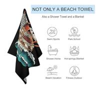 sinyumoney Ensemble de Serviettes de Bain Great Ramen Wave, légères, Douces et absorbantes, pour la Plage, la Piscine, Le Camping et la Piscine (130 cm x 80 cm).