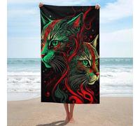 sinyumoney Ensemble de Serviettes de Bain Neon Cats Artistic Fusion pour Une Peau Douce, séchage Rapide, Serviette de Plage résistante, Douce pour Les Peaux sensibles, 130 cm x 80 cm