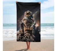 sinyumoney Ensemble de Serviettes de Plage Astronaut on The Moon-1 Basics, Anti-Sable, à séchage Rapide et absorbantes, compactes, pour Spa, Salle de Sport et hôtel, 130 cm x 80 cm