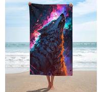 sinyumoney Ensemble de Serviettes de Plage Basiques Wolf Howling at The Stars, sans Sable, à séchage Rapide et absorbantes, compactes, pour Spa, Salle de Sport et hôtel, 130 cm x 80 cm