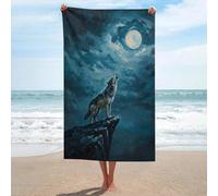 sinyumoney Ensemble de Serviettes de Plage et de Spa « Wolf Howling at The Moon Basics » (130 cm x 80 cm) : Ultra-absorbantes, idéales pour la Plage, Le Spa, la Salle de Sport et l’hôtel.