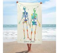 sinyumoney Ensemble de Serviettes de Plage Human Skeleton Basics, absorbantes et Douces pour la Peau, qualité hôtelière, 130 cm x 80 cm.