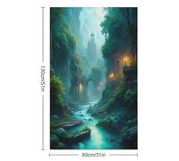 sinyumoney Ensemble de Serviettes de Plage légères, Douces et absorbantes, Motif Paysage fluvial Mystique et Architecture Ancienne, 130 cm x 80 cm, pour Salle de Bain, Piscine et Plage.