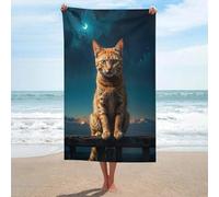 sinyumoney Ensemble de Serviettes de Plage Night Watch on The Fence Basics, Ultra Douces et absorbantes, pour la Salle de Bain, la Piscine, la Plage et Les Voyages. Drap de Bain 130 cm x 80 cm.